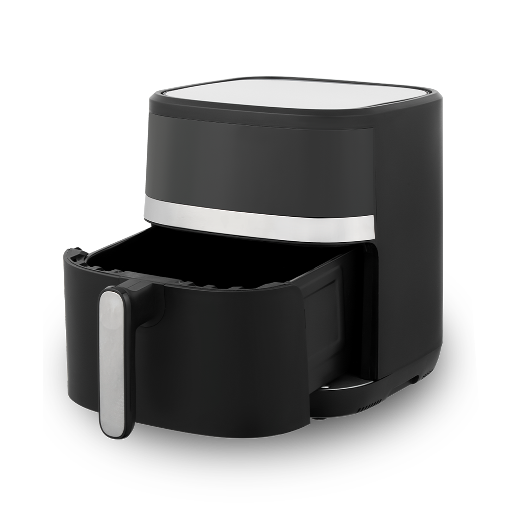 Elegantní bílá a černá digitální fritéza s dotykovou obrazovkou